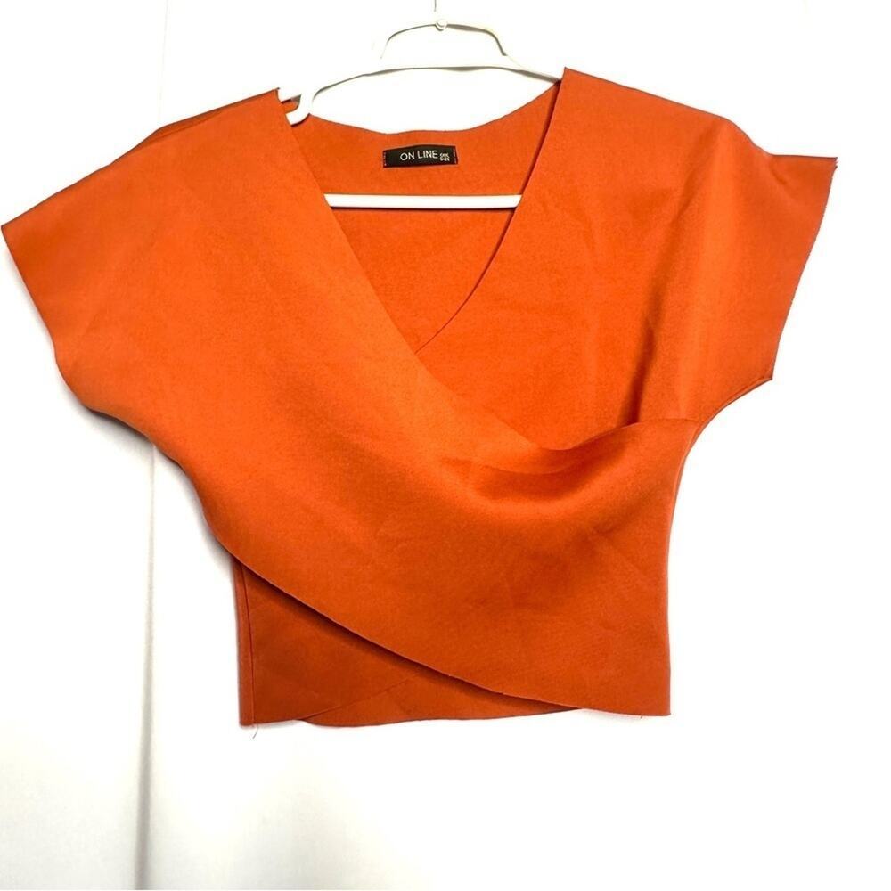 On Line Orange Rust Cross Top